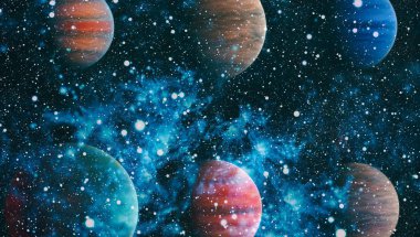 Nebula ve galaksiler uzayda. Bu görüntünün elementleri NASA tarafından desteklenmektedir.
