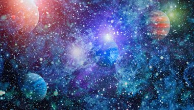 Nebula ve galaksiler uzayda. Bu görüntünün elementleri NASA tarafından desteklenmektedir.