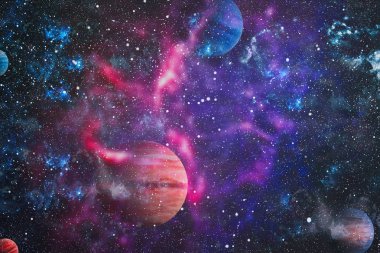 Nebula ve galaksiler uzayda. Bu görüntünün elementleri NASA tarafından desteklenmektedir.