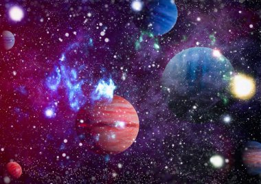 Nebula ve galaksiler uzayda. Bu görüntünün elementleri NASA tarafından desteklenmektedir.