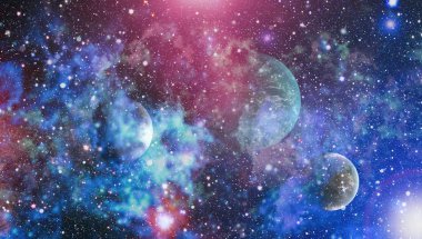 Fütürist soyut alan arkaplanı. Yıldızlı ve nebulalı gece gökyüzü. Bu görüntünün elementleri NASA tarafından desteklenmektedir