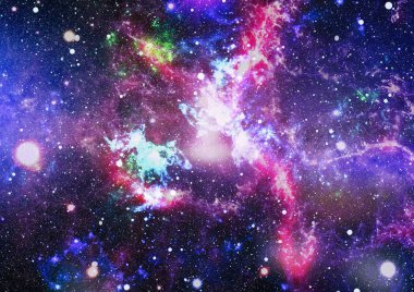 Fütürist soyut alan arkaplanı. Yıldızlı ve nebulalı gece gökyüzü. Bu görüntünün elementleri NASA tarafından desteklenmektedir