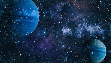 Uzayda ateşli bir patlama. Evrenin soyut çizimi. Bu görüntünün elementleri NASA tarafından desteklenmektedir