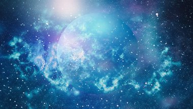 Fütürist soyut alan arkaplanı. Yıldızlı ve nebulalı gece gökyüzü. Bu görüntünün elementleri NASA tarafından desteklenmektedir