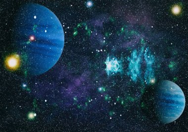 Uzayda ateşli bir patlama. Evrenin soyut çizimi. Bu görüntünün elementleri NASA tarafından desteklenmektedir