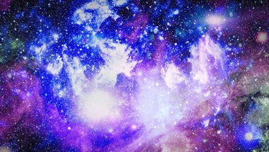 Fütürist soyut alan arkaplanı. Yıldızlı ve nebulalı gece gökyüzü. Bu görüntünün elementleri NASA tarafından desteklenmektedir