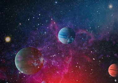 Uzayda ateşli bir patlama. Evrenin soyut çizimi. Bu görüntünün elementleri NASA tarafından desteklenmektedir