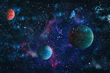 Uzayda ateşli bir patlama. Evrenin soyut çizimi. Bu görüntünün elementleri NASA tarafından desteklenmektedir