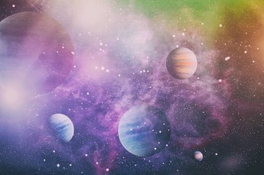 Fütürist soyut alan arkaplanı. Yıldızlı ve nebulalı gece gökyüzü. Bu görüntünün elementleri NASA tarafından desteklenmektedir