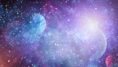 Uzayda ateşli bir patlama. Evrenin soyut çizimi. Bu görüntünün elementleri NASA tarafından desteklenmektedir