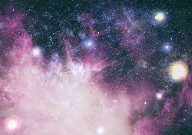 Fütürist soyut alan arkaplanı. Yıldızlı ve nebulalı gece gökyüzü. Bu görüntünün elementleri NASA tarafından desteklenmektedir