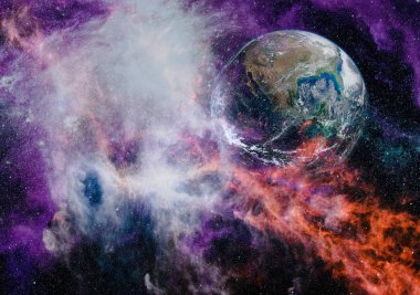 Fütürist soyut alan arkaplanı. Yıldızlı ve nebulalı gece gökyüzü. Bu görüntünün elementleri NASA tarafından desteklenmektedir