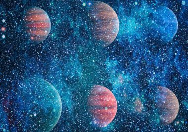 Uzayda ateşli bir patlama. Evrenin soyut çizimi. Bu görüntünün elementleri NASA tarafından desteklenmektedir