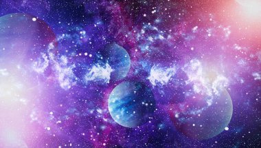 Uzayda ateşli bir patlama. Evrenin soyut çizimi. Bu görüntünün elementleri NASA tarafından desteklenmektedir