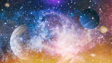 Fütürist soyut alan arkaplanı. Yıldızlı ve nebulalı gece gökyüzü. Bu görüntünün elementleri NASA tarafından desteklenmektedir