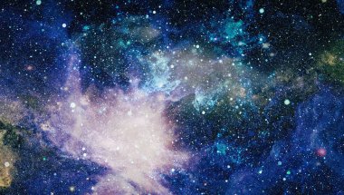 Fütürist soyut alan arkaplanı. Yıldızlı ve nebulalı gece gökyüzü. Bu görüntünün elementleri NASA tarafından desteklenmektedir