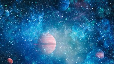 Uzayda ateşli bir patlama. Evrenin soyut çizimi. Bu görüntünün elementleri NASA tarafından desteklenmektedir