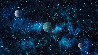 Fütürist soyut alan arkaplanı. Yıldızlı ve nebulalı gece gökyüzü. Bu görüntünün elementleri NASA tarafından desteklenmektedir