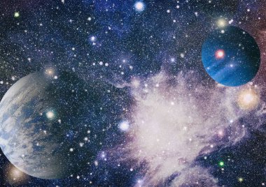 Fütürist soyut alan arkaplanı. Yıldızlı ve nebulalı gece gökyüzü. Bu görüntünün elementleri NASA tarafından desteklenmektedir