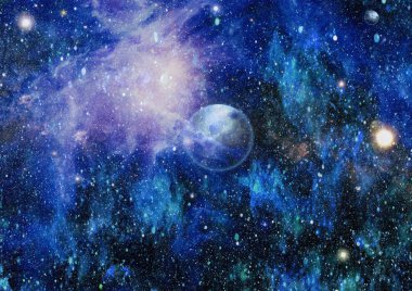 Fütürist soyut alan arkaplanı. Yıldızlı ve nebulalı gece gökyüzü. Bu görüntünün elementleri NASA tarafından desteklenmektedir