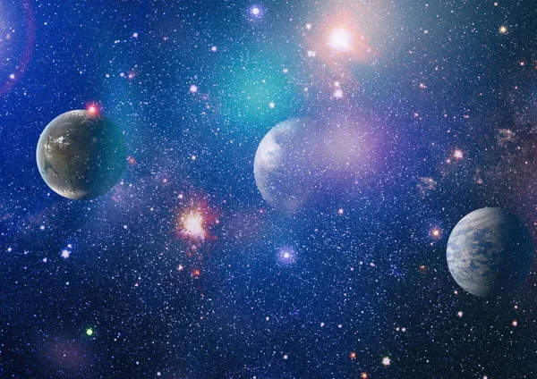 未来主义的抽象空间背景 夜空中点缀着星星和星云 美国航天局提供的这一图像的要素 — 图库照片