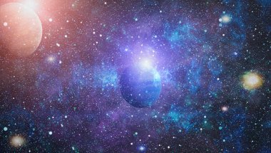 Uzayda ateşli bir patlama. Evrenin soyut çizimi. Bu görüntünün elementleri NASA tarafından desteklenmektedir