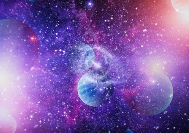 Uzayda ateşli bir patlama. Evrenin soyut çizimi. Bu görüntünün elementleri NASA tarafından desteklenmektedir