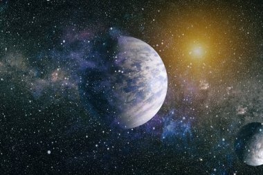 Fütürist soyut alan arkaplanı. Yıldızlı ve nebulalı gece gökyüzü. Bu görüntünün elementleri NASA tarafından desteklenmektedir