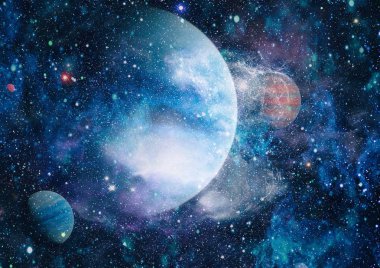 Fütürist soyut alan arkaplanı. Yıldızlı ve nebulalı gece gökyüzü. Bu görüntünün elementleri NASA tarafından desteklenmektedir