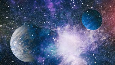 Fütürist soyut alan arkaplanı. Yıldızlı ve nebulalı gece gökyüzü. Bu görüntünün elementleri NASA tarafından desteklenmektedir