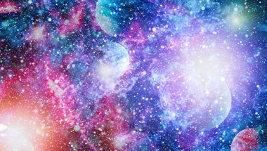 Fütürist soyut alan arkaplanı. Yıldızlı ve nebulalı gece gökyüzü. Bu görüntünün elementleri NASA tarafından desteklenmektedir