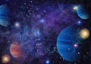 Uzayda ateşli bir patlama. Evrenin soyut çizimi. Bu görüntünün elementleri NASA tarafından desteklenmektedir