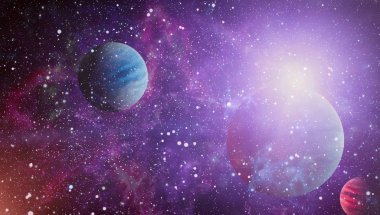 Uzayda ateşli bir patlama. Evrenin soyut çizimi. Bu görüntünün elementleri NASA tarafından desteklenmektedir