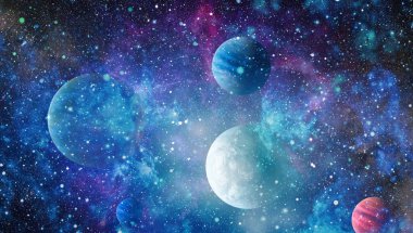 Fütürist soyut alan arkaplanı. Yıldızlı ve nebulalı gece gökyüzü. Bu görüntünün elementleri NASA tarafından desteklenmektedir