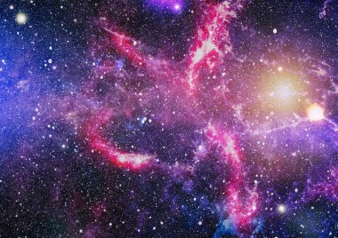 Fütürist soyut alan arkaplanı. Yıldızlı ve nebulalı gece gökyüzü. Bu görüntünün elementleri NASA tarafından desteklenmektedir