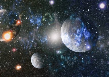 Fütürist soyut alan arkaplanı. Yıldızlı ve nebulalı gece gökyüzü. Bu görüntünün elementleri NASA tarafından desteklenmektedir