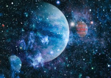 Fütürist soyut alan arkaplanı. Yıldızlı ve nebulalı gece gökyüzü. Bu görüntünün elementleri NASA tarafından desteklenmektedir