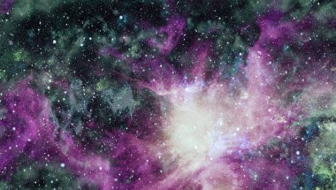 Fütürist soyut alan arkaplanı. Yıldızlı ve nebulalı gece gökyüzü. Bu görüntünün elementleri NASA tarafından desteklenmektedir