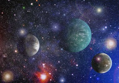 Fütürist soyut alan arkaplanı. Yıldızlı ve nebulalı gece gökyüzü. Bu görüntünün elementleri NASA tarafından desteklenmektedir