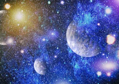 Fütürist soyut alan arkaplanı. Yıldızlı ve nebulalı gece gökyüzü. Bu görüntünün elementleri NASA tarafından desteklenmektedir