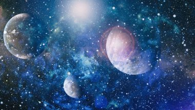 Fütürist soyut alan arkaplanı. Yıldızlı ve nebulalı gece gökyüzü. Bu görüntünün elementleri NASA tarafından desteklenmektedir