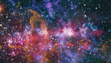 Fütürist soyut alan arkaplanı. Yıldızlı ve nebulalı gece gökyüzü. Bu görüntünün elementleri NASA tarafından desteklenmektedir