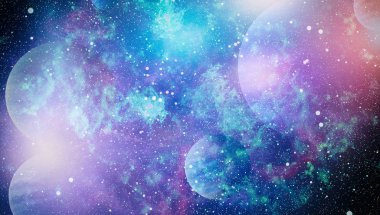 Uzayda ateşli bir patlama. Evrenin soyut çizimi. Bu görüntünün elementleri NASA tarafından desteklenmektedir