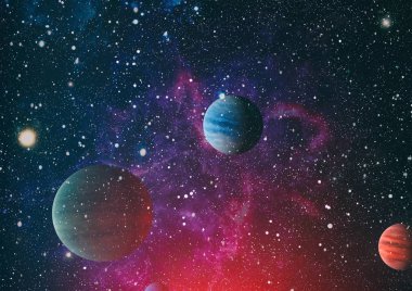 Uzayda ateşli bir patlama. Evrenin soyut çizimi. Bu görüntünün elementleri NASA tarafından desteklenmektedir