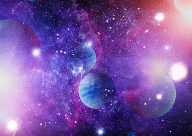 Uzayda ateşli bir patlama. Evrenin soyut çizimi. Bu görüntünün elementleri NASA tarafından desteklenmektedir