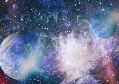 Fütürist soyut alan arkaplanı. Yıldızlı ve nebulalı gece gökyüzü. Bu görüntünün elementleri NASA tarafından desteklenmektedir