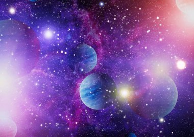 Uzayda ateşli bir patlama. Evrenin soyut çizimi. Bu görüntünün elementleri NASA tarafından desteklenmektedir