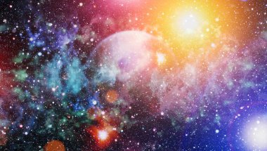 Fütürist soyut alan arkaplanı. Yıldızlı ve nebulalı gece gökyüzü. Bu görüntünün elementleri NASA tarafından desteklenmektedir