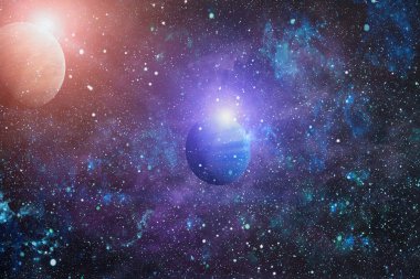 Uzayda ateşli bir patlama. Evrenin soyut çizimi. Bu görüntünün elementleri NASA tarafından desteklenmektedir