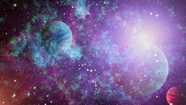 Uzayda ateşli bir patlama. Evrenin soyut çizimi. Bu görüntünün elementleri NASA tarafından desteklenmektedir